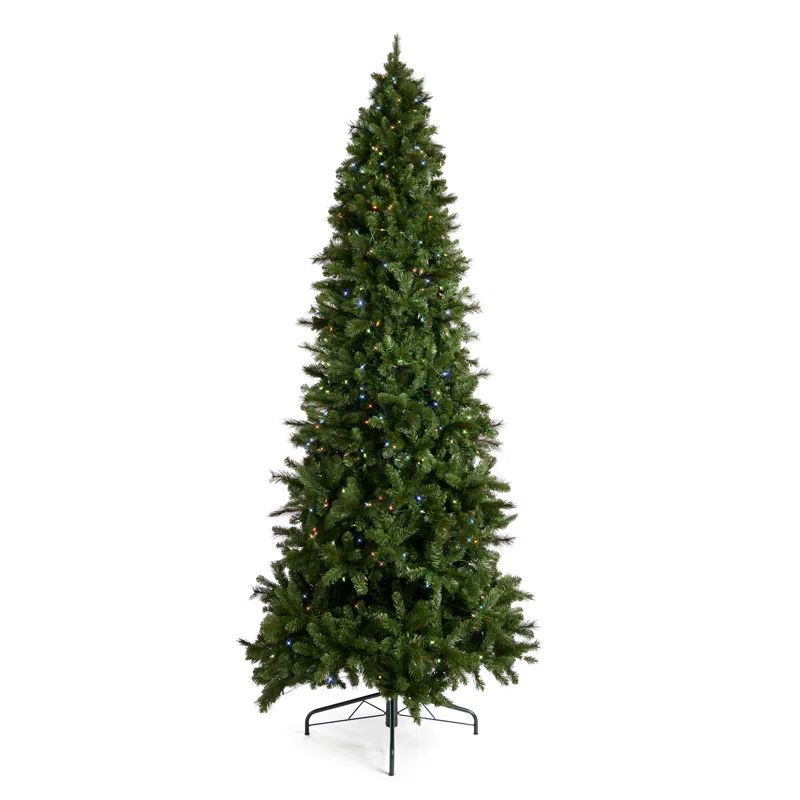 12-Foot Green Spruce Pre-Lit Christmas Tree with Multi-Color LED Lights