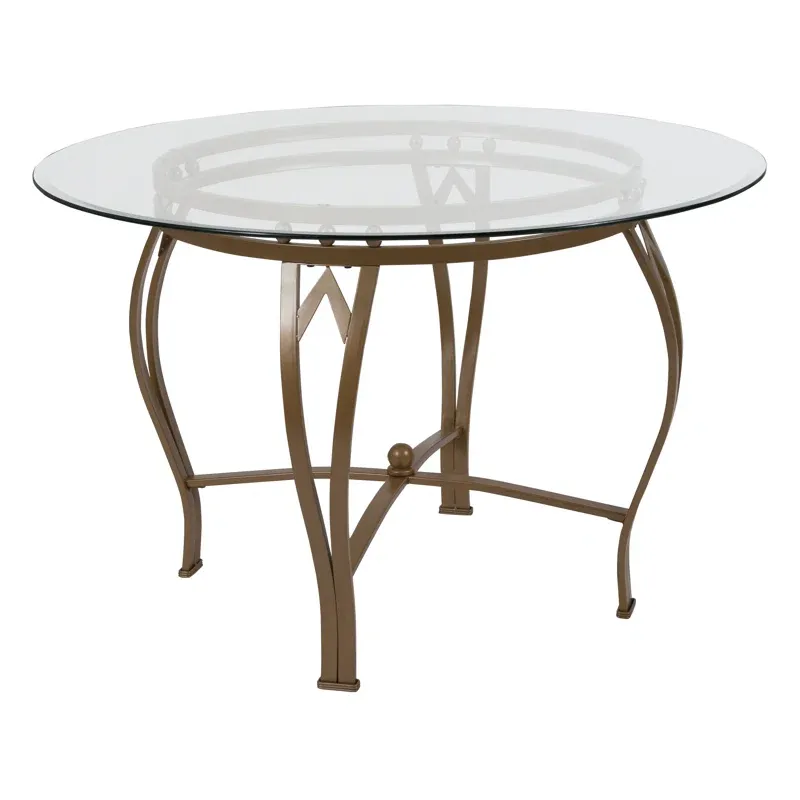 Syracuse 45'' Round Glass Dining Table with Silver Metal Frame