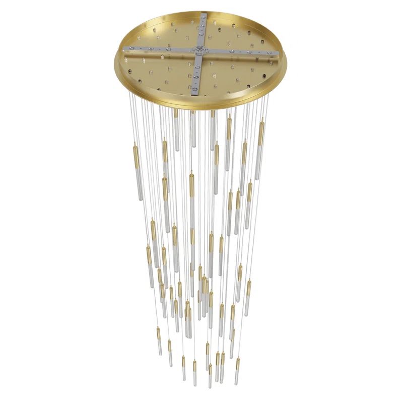 Luxurious 51-Light Brushed Brass and Glass Pendant Chandelier