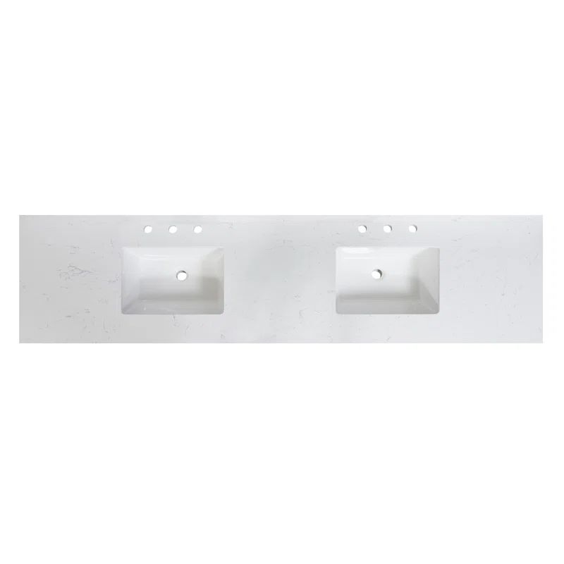 Oderzo 84" White Engineered Stone Double Vanity Top with Sinks