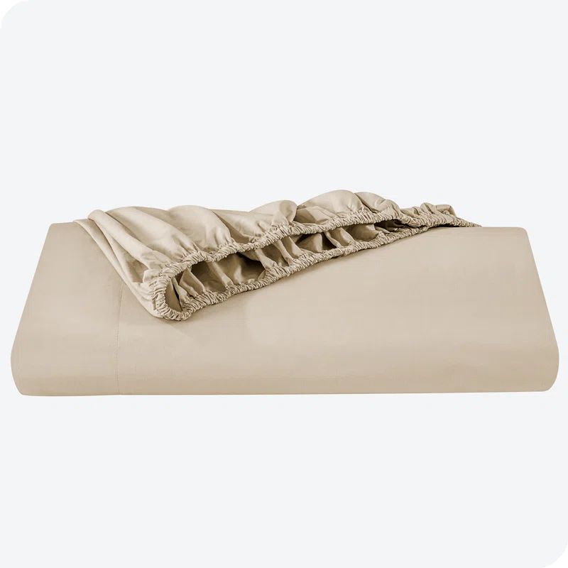 French Beige Organic Cotton Twin XL Percale Fitted Sheet