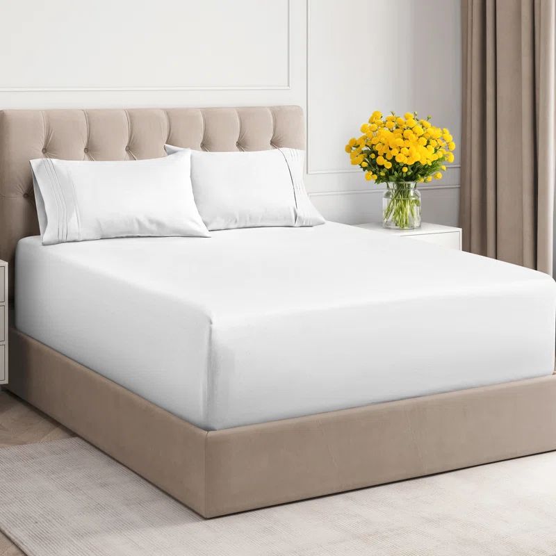 Twin Size White Microfiber Deep Pocket Sheet Set