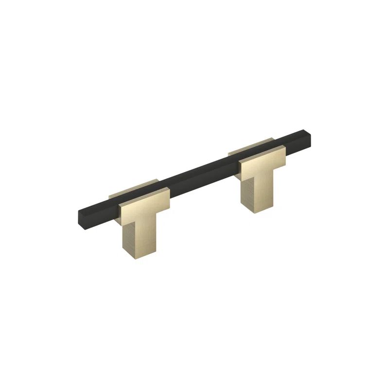 3" Golden Champagne Matte Black Cabinet Pull Bar