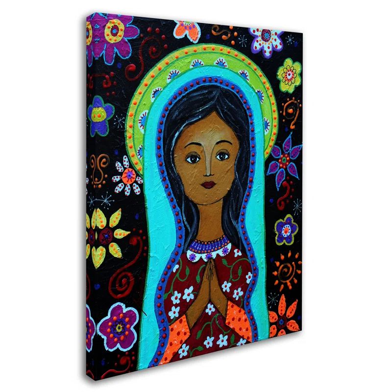 Colorful Abstract Virgin Mary Canvas Wall Art