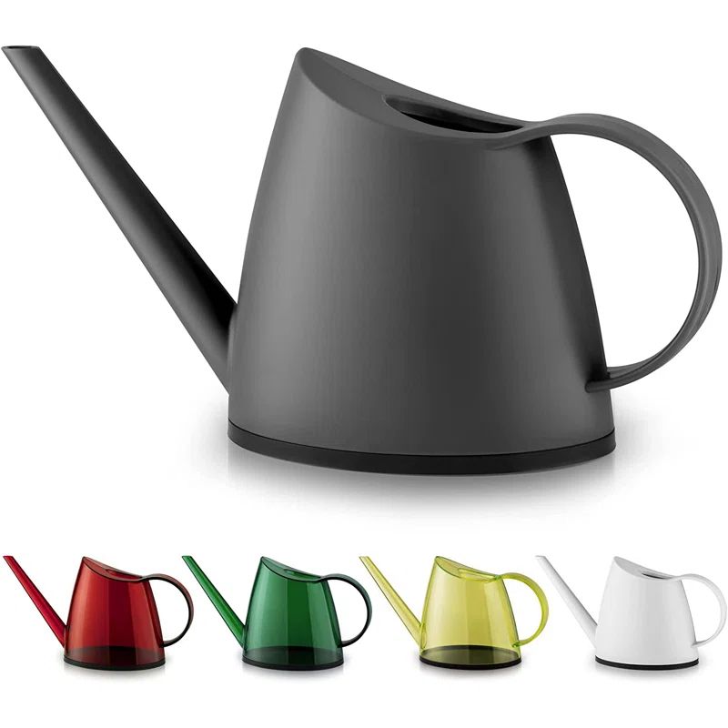 Gray Translucent Plastic Indoor Watering Can with Long Spout