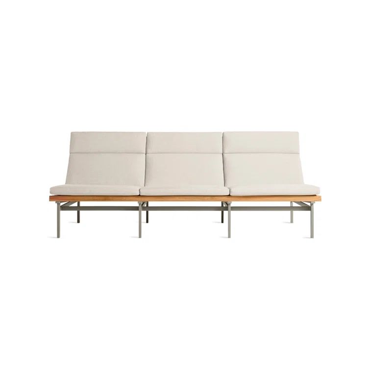 Perch Matte White Aluminum and Teak 3-Seat Outdoor Sofa