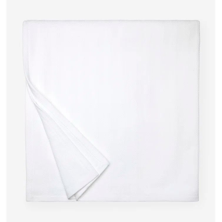 Tavira Sophisticated White Striped Cotton Full/Queen Blanket
