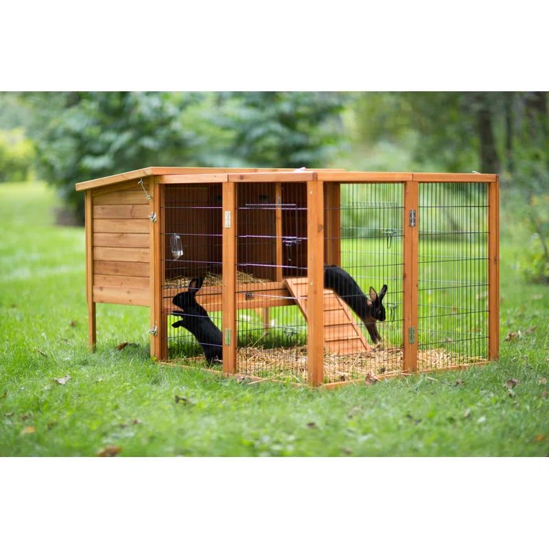 Large Natural Wood Rabbit Playpen with Secure Latches