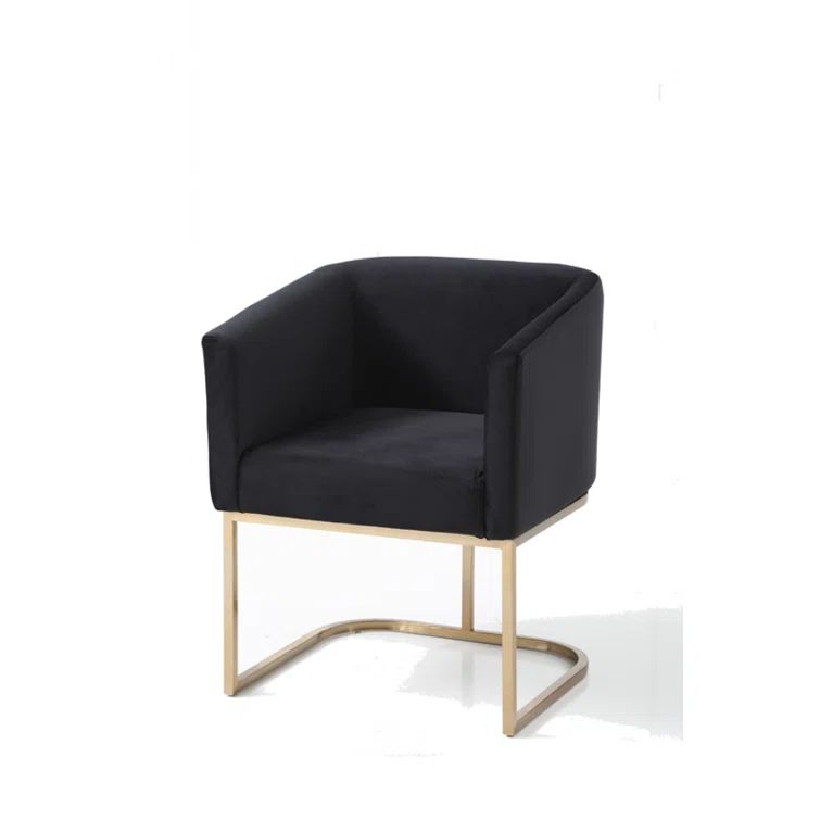 Echo 22.5'' Upholstered Black Dining Chair with Antique Brass Metal Frame
