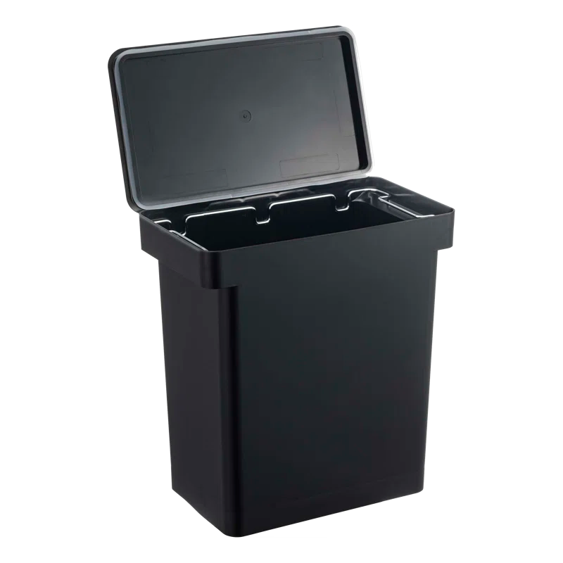 Black Plastic Airtight Rolling Kitchen Trash Can