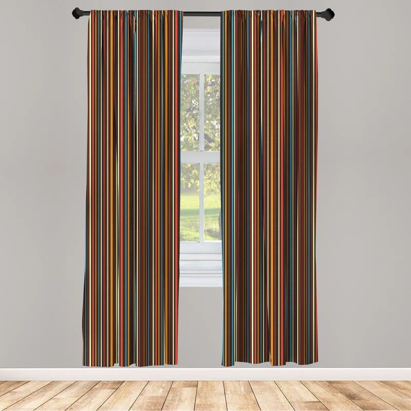 Multicolor Striped Light-Filtering Polyester Curtain Panels, 28" x 63"