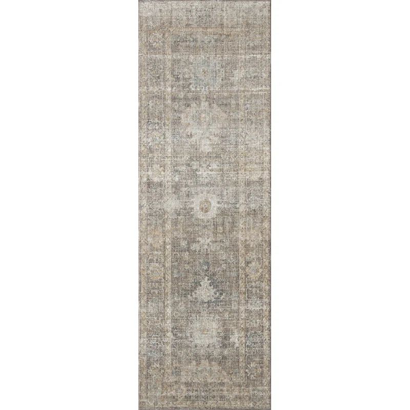 Millie Stone Natural Floral Synthetic Runner Rug 2.7x12