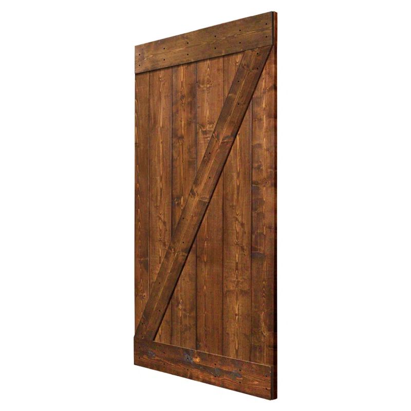 Calhome 36" x 84" Dark Walnut Knotty Pine Sliding Barn Door