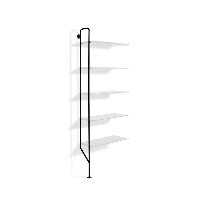 Black and White Metal and Wood Wall-Mounted Bookcase
