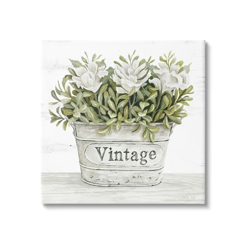 Vintage Flower Planter Canvas Wall Art, 24 x 24 Inches