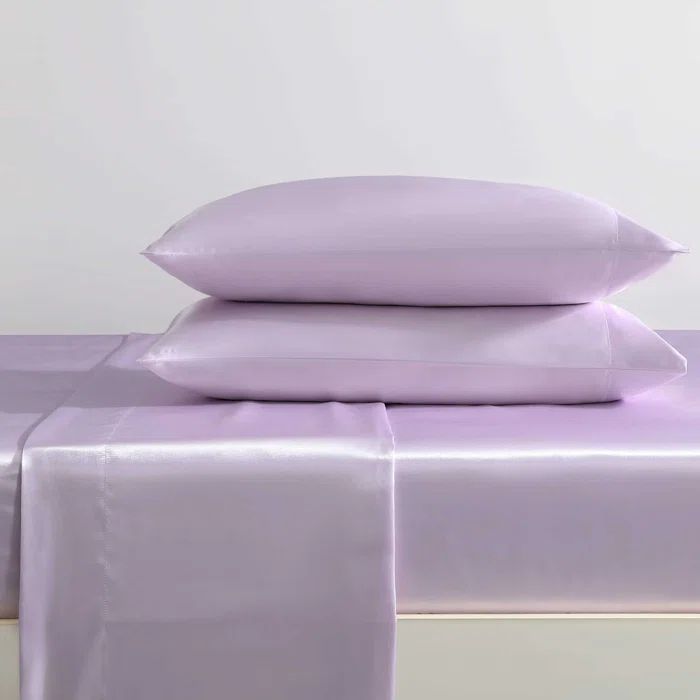 Full Deep Pocket Solid Purple Satin Bedding Set
