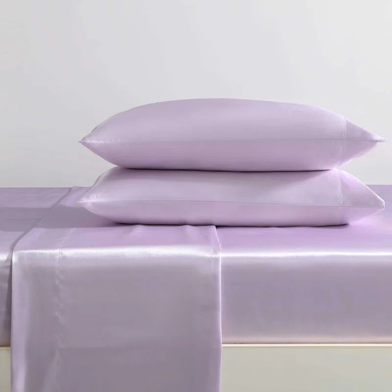 Full Deep Pocket Solid Purple Satin Bedding Set