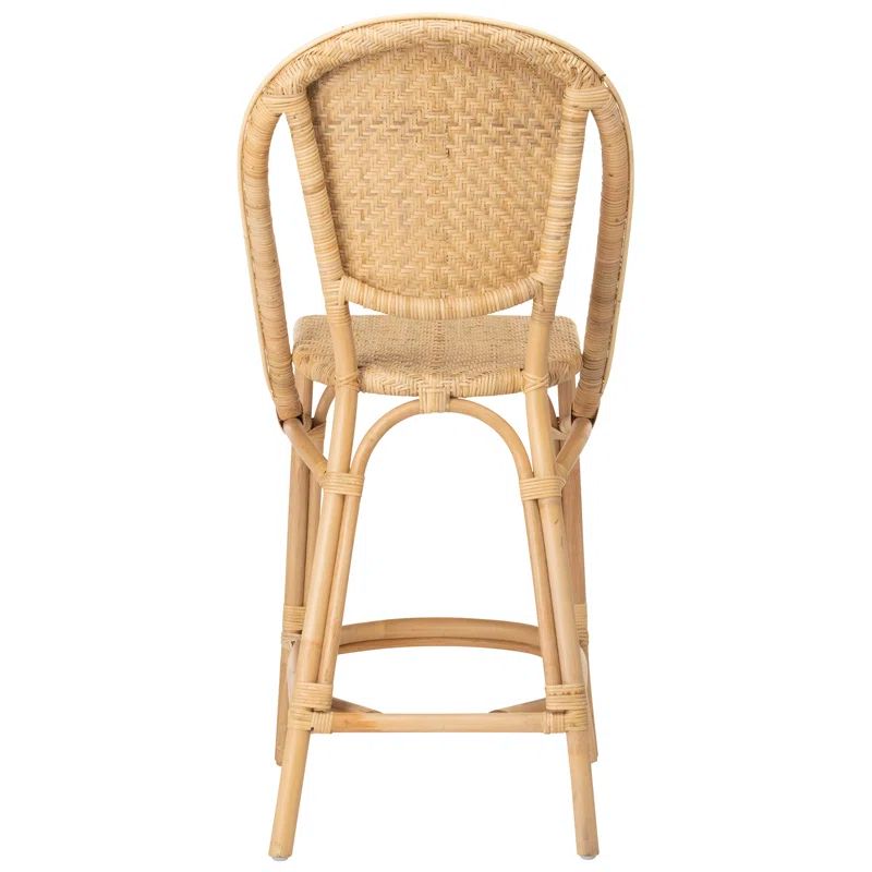 Natural Rattan Alanis Counter Stool with Herringbone Weave