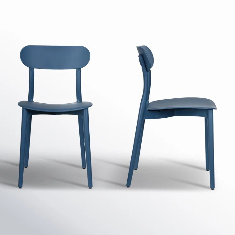 Navy Polypropylene Modern Outdoor Dining Chair Set