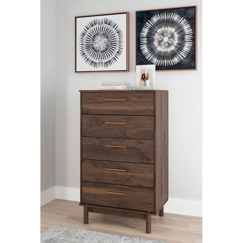 Calverson 5-Drawer Industrial Lingerie Chest in Rich Brown