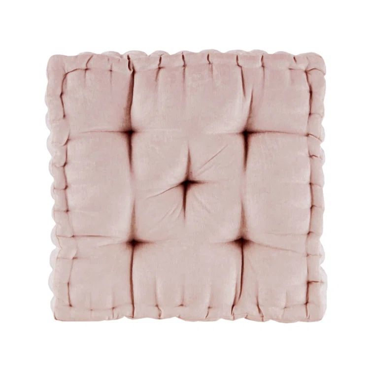 Blush Chenille 20" Square Floor Pillow with Tufted Detailing