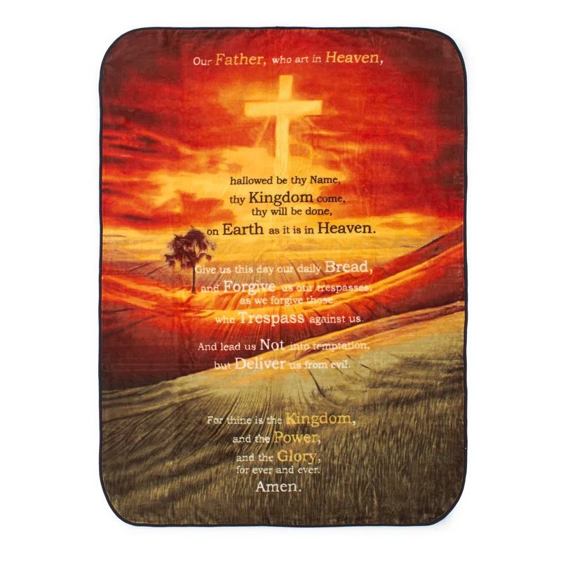 Oversized Plush Lords Prayer Electric Knitted Blanket