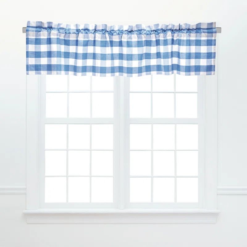 Franklin Blue and White Cotton Checkered Valance Set