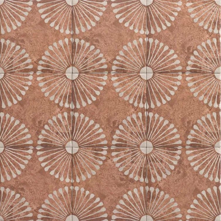 Amanecer 8" x 8" Brown Satin Porcelain Patterned Floor & Wall Tile