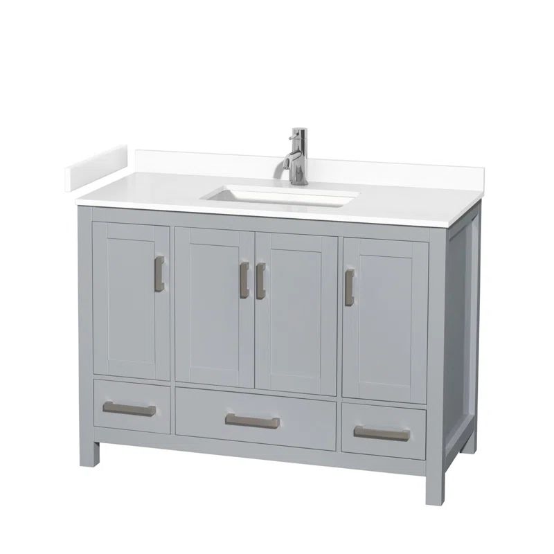 Sheffield 48" Gray Freestanding Bathroom Vanity with White Marble Top