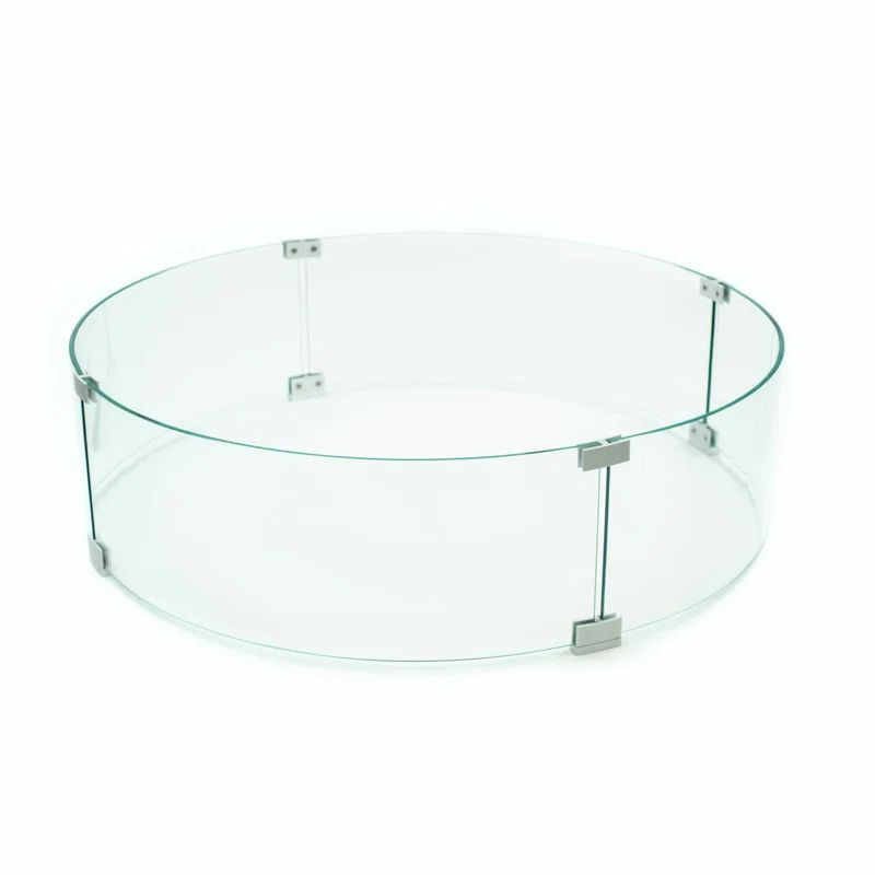 Round Glass Wind Guard for Fire Pit, 40"