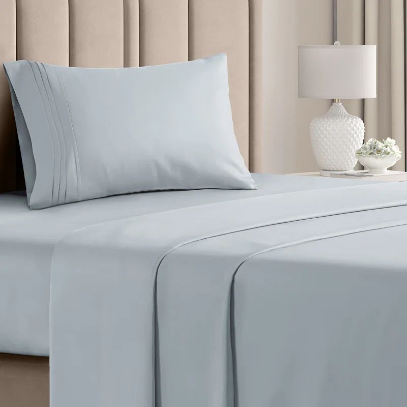 Queen Size Sky Blue Microfiber Deep Pocket Sheet Set