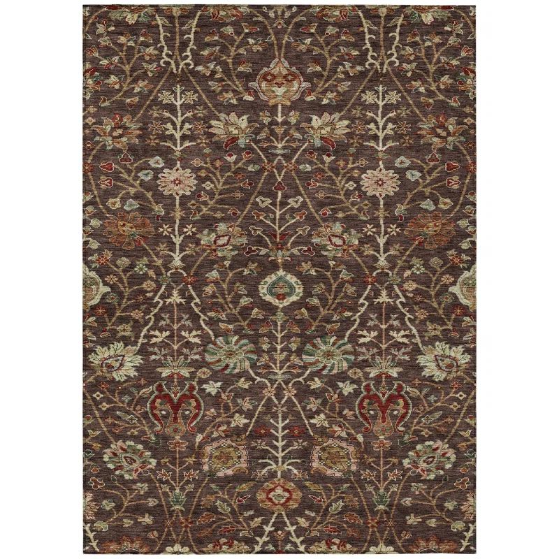 Red Synthetic Washable Rectangular 3' x 5' Area Rug