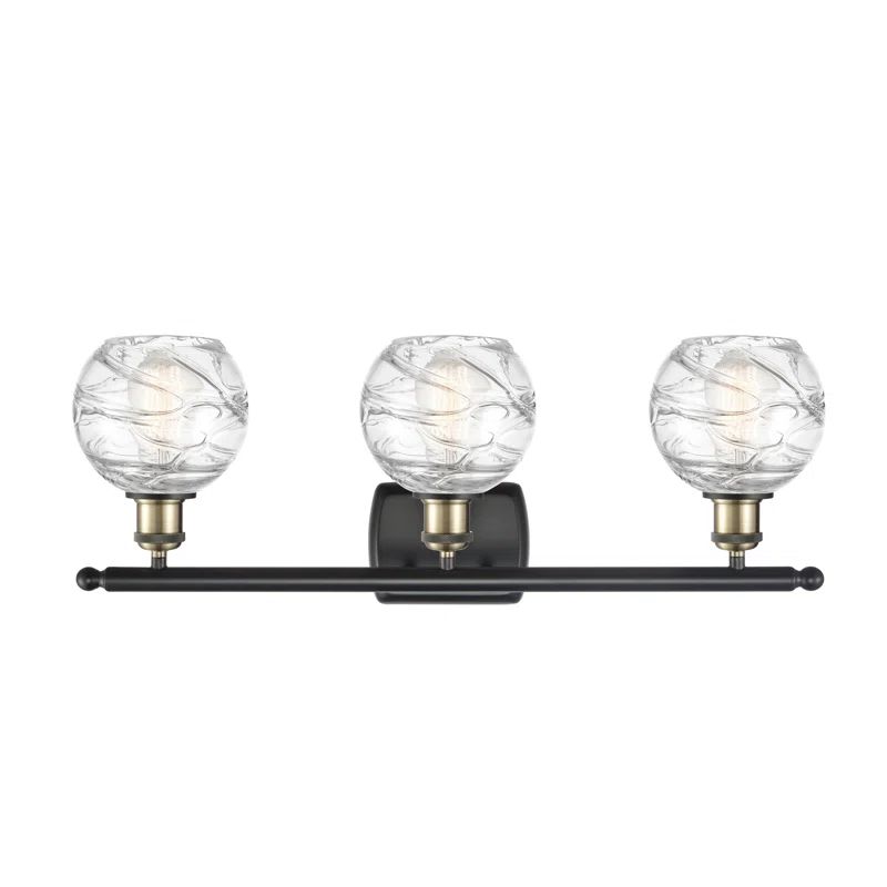 Black and Bronze 26" Dimmable Vanity Light with Clear Glass Shades