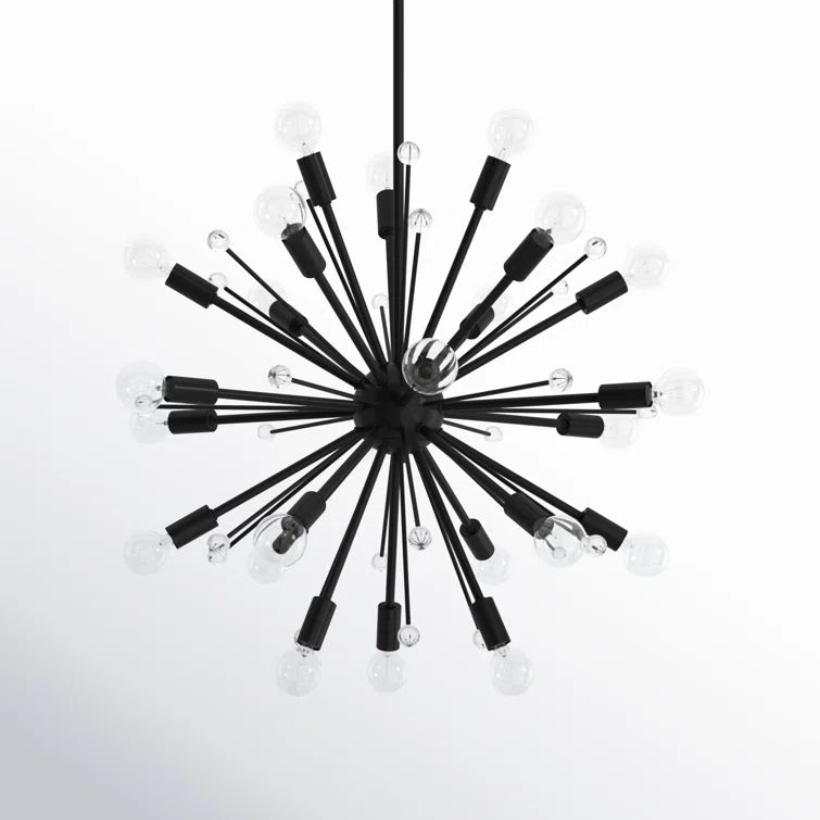 Galea Matte Black 24-Light Sputnik Chandelier with Glass Baubles