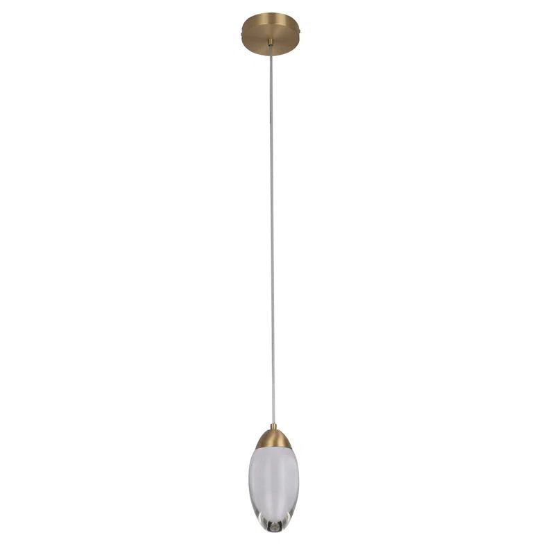 Elegant Brass LED Pendant with Crystal Shade