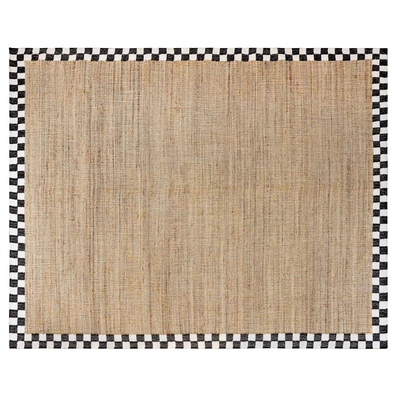 Hand Hooked Black and Beige Wool and Jute Rectangular Rug 8' x 10'