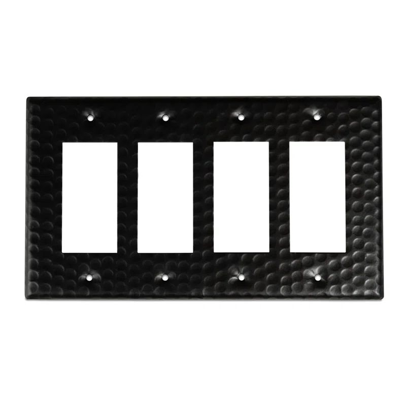 Matte Black Hand Hammered Aluminum 4-Gang Rocker Wall Plate