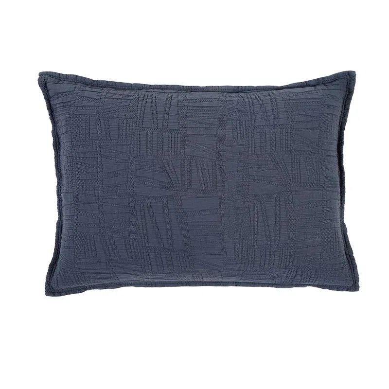 Navy Cotton Standard Pillow Sham with Textured Design