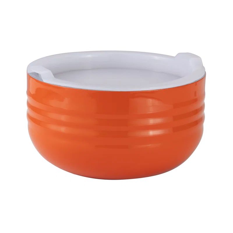 Orange Stainless Steel Salad Bowl with Gel Freezing Chamber