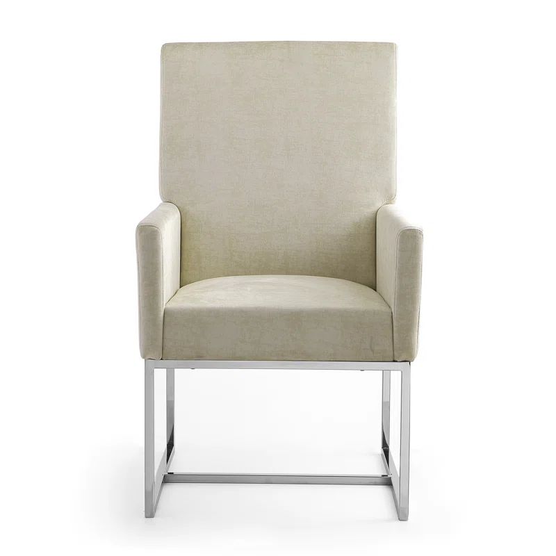 Champagne Velvet High-Back Metal Armchair