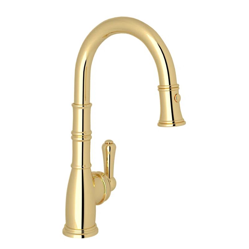 Elegant Georgian Era 14" Polished Nickel Pull-Out Spray Bar Faucet