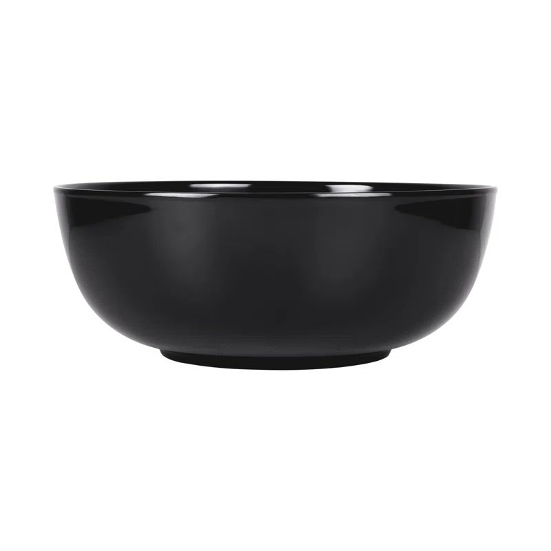 Black Round Melamine Serving Bowl, 8 qt Capacity