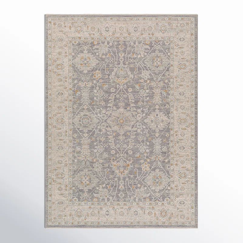 Gray 10' x 14' Oriental Synthetic Stain-Resistant Rug