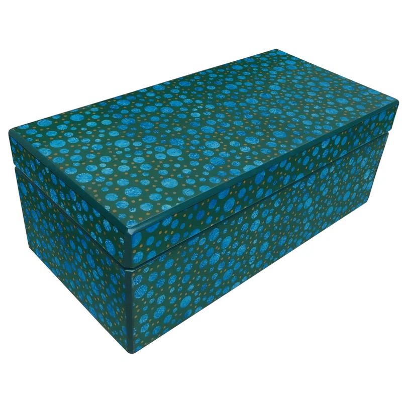 Handmade Blue and Green Reverse Painted Mirror Rectangular Box