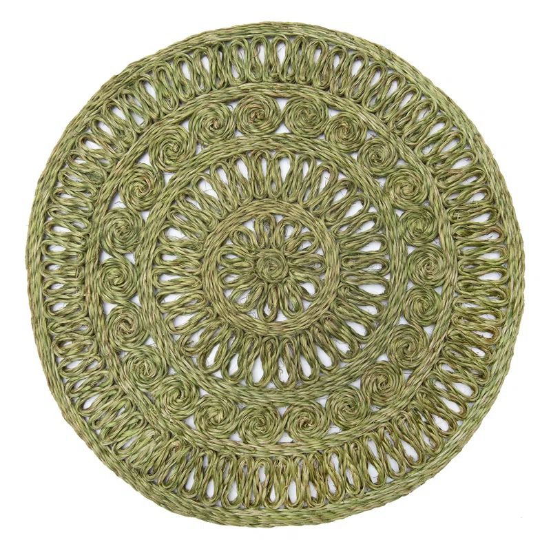 Olive Green Handwoven Abaca Round Placemat Set