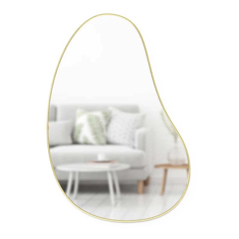 Pebble Hubba 24" x 36" Organic Shape Brass Wall Mirror