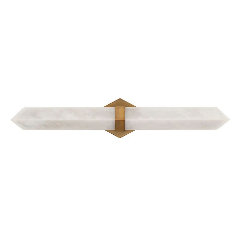 Aged Brass Dimmable LED Bath Bar with Alabaster Shade