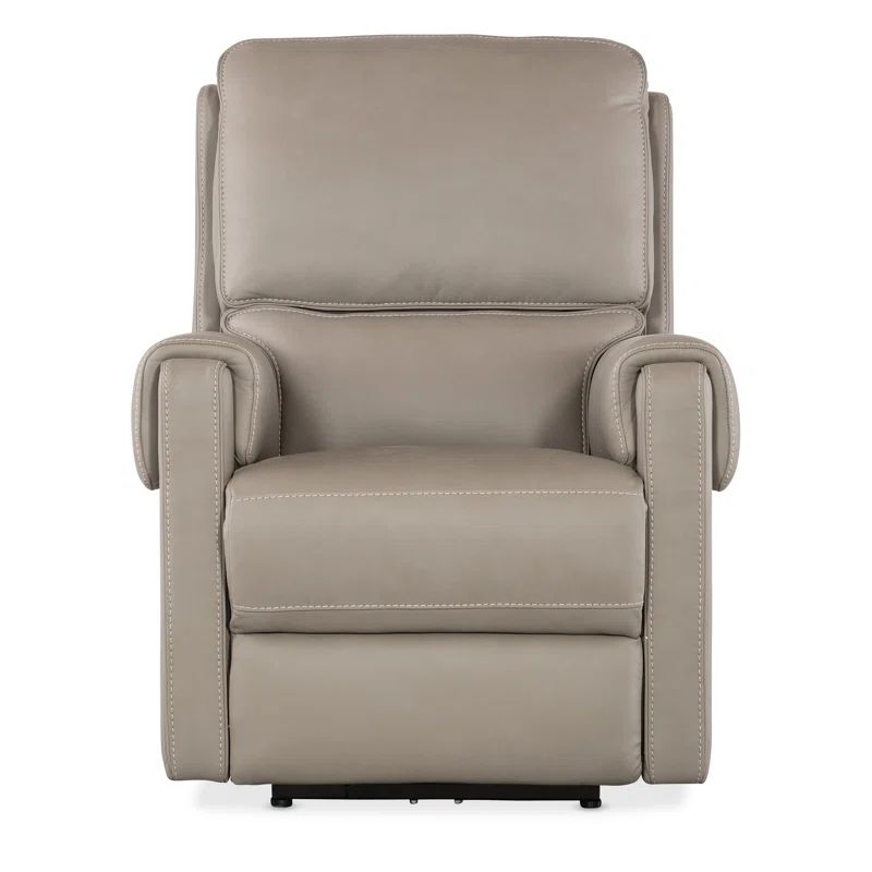 Somers Dark Taupe Leather Power Recliner with USB Port