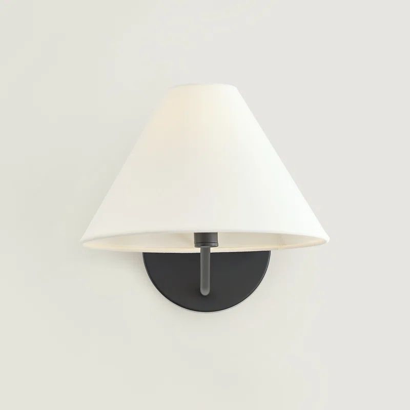 Burke Midnight Black Wall Sconce with White Linen Shade