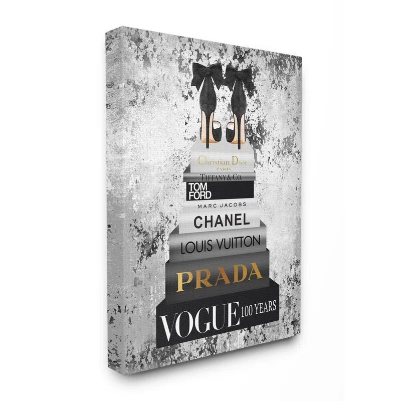 Black and White Fashion Designer Shoes Canvas Wall Art